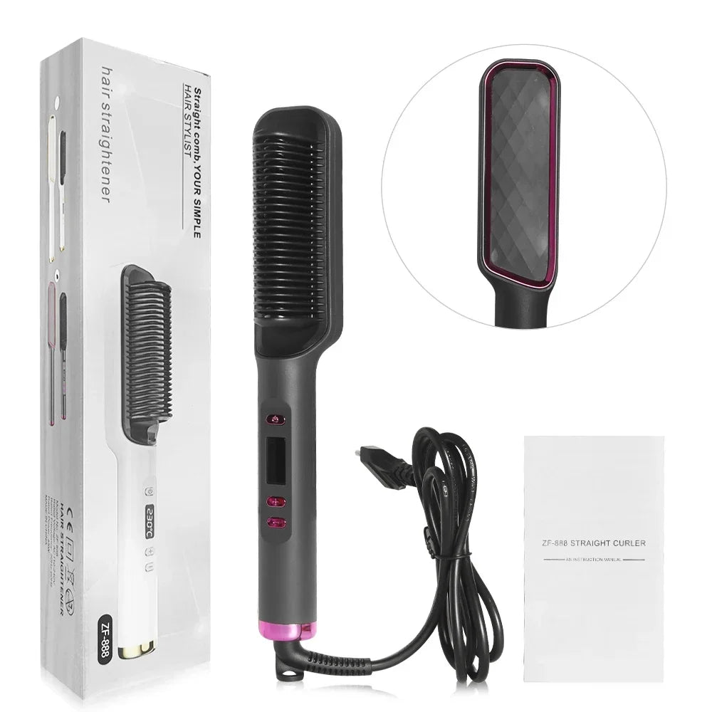Electric Hot Comb Straight Hair Straightener Comb Straightening Brush Negative Ion Multifunctional Anti-Scalding Styling Tool
