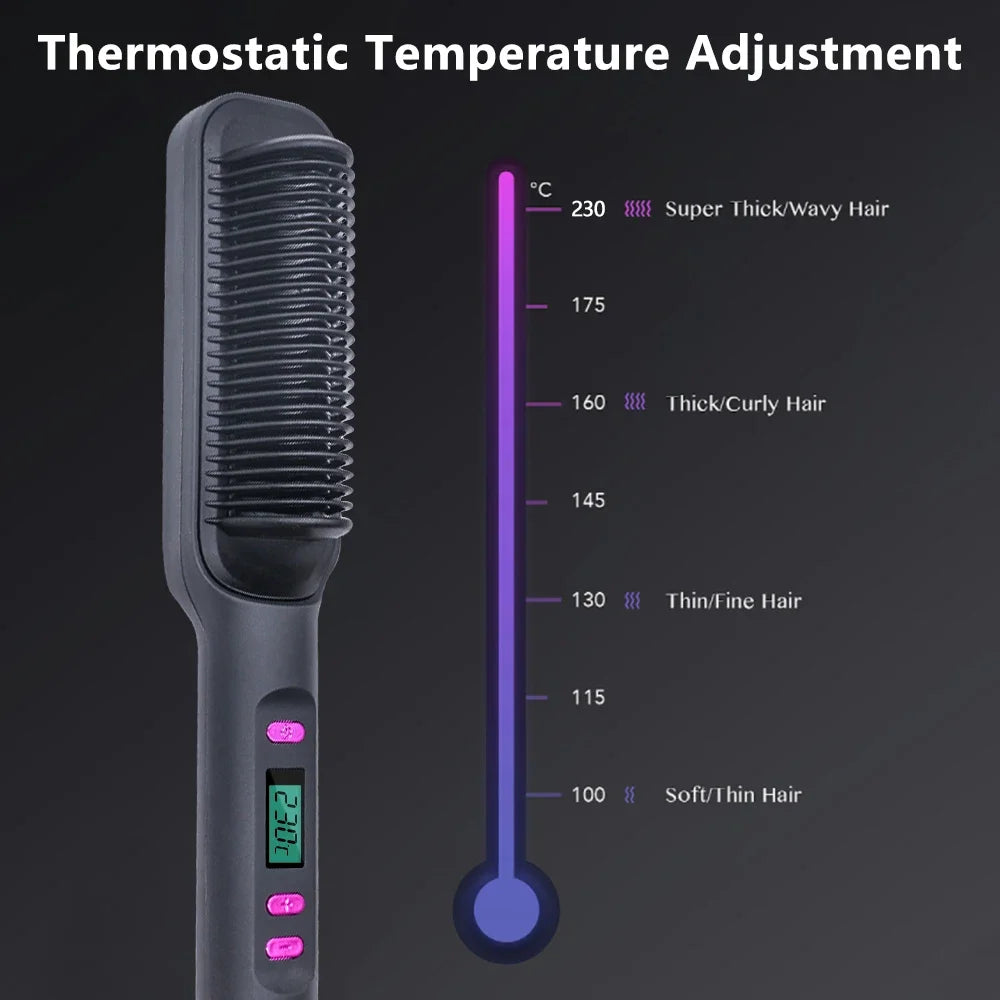 Electric Hot Comb Straight Hair Straightener Comb Straightening Brush Negative Ion Multifunctional Anti-Scalding Styling Tool